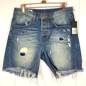 Man x One Teaspoon Mr Blacks Mens Denim Button Fly Cut Off Shorts NWT SZ 28